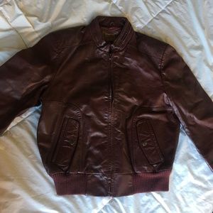Leather Bomber Jacket, Maroon